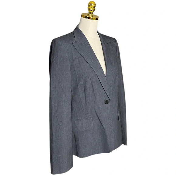 CALVIN KLEIN | Women's One Button Stretch Dark Gray Blazer Size 8 - Picture 3 of 8